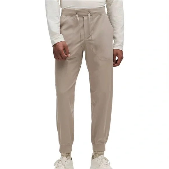 Lululemon Mens Large ABC Joggers Khaki Tan Pants Warpstreme Workout Gym Stretch - Picture 1 of 11